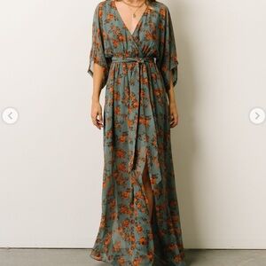 Baltic Born Floral Maxi Dress in Green and Orange